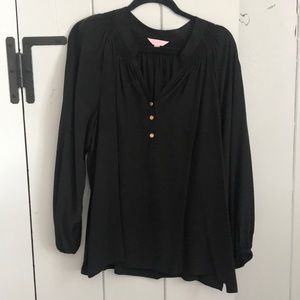 Lilly black silk Elsa blouse